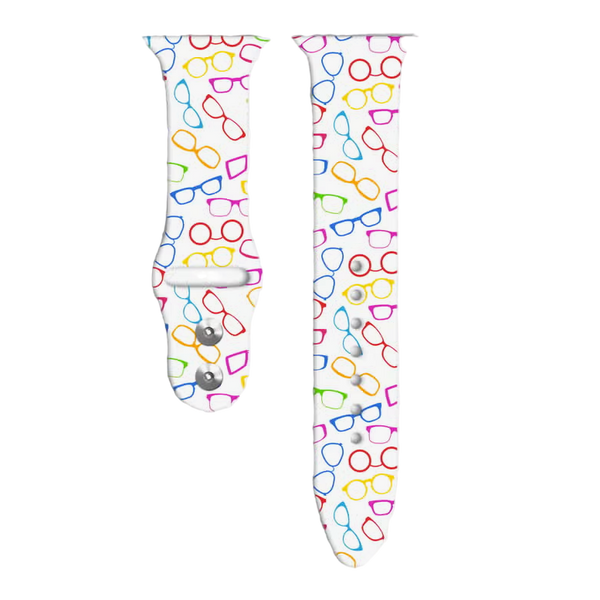 Apple Watch Band - White Band/Colorful Glasses